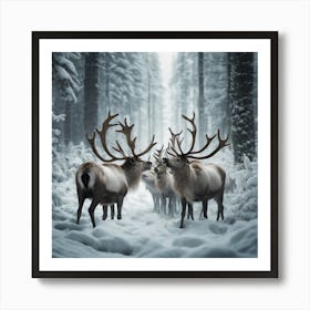 Reindeer In The Snow Art Print