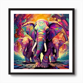 Maraclemente 3d Elephants Vibrant Colors 43 Chibi Style No Nega 88e490b8 7a57 46a1 87cd B0fa043c71a2 Art Print