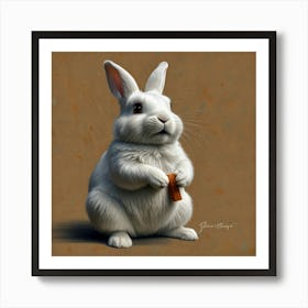 White Bunny Art Print