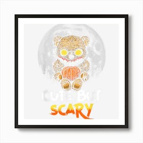 Cute But Scary Horror Zombie Teddy Bear Full Moon Halloween Art Print