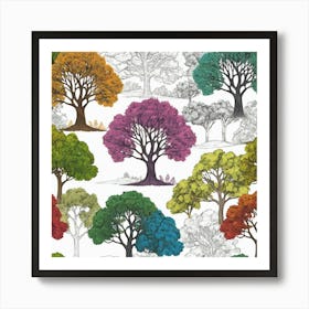 Colorful Trees Art Print