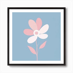 A White And Pink Flower In Minimalist Style Square Composition 537 Art Print