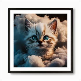 Siamese kitten in the clouds Art Print