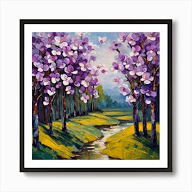 Purple Blossoms By The Stream Art Print