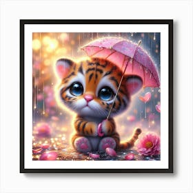 Tiger With Umbrella Art Print