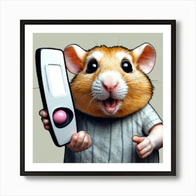 Hamster Holding A Phone 1 Art Print