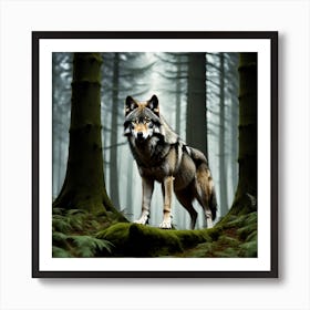 Wolf In The Forest 52 Art Print