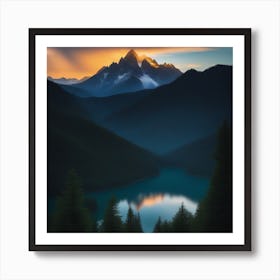 Sunset In The Mountains 8 Art Print