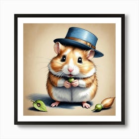 Hamster In Hat Art Print