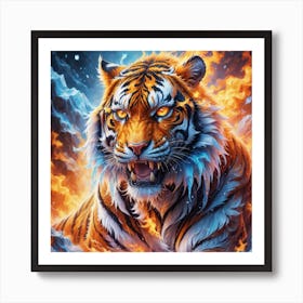 Tiger in flames different version  Art Print