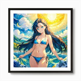 Anime Girl In Bikinighi Art Print