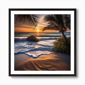 Sunset On The Beach 75 Art Print