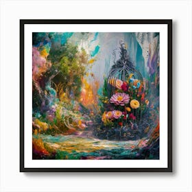 A stunning oil painting of a vibrant and abstract watercolor 7 Art Print