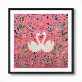 Swans In Love Art Print