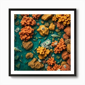 Coral Reef With Money 1 Art Print