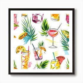 Tropical Drinks Seamless Pattern 1 Art Print