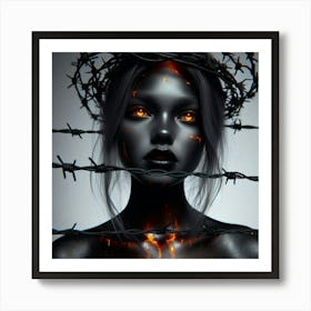 Black Woman With Barbed Wire Art Print