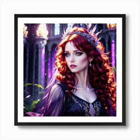 Beautiful Woman In A Castle Art Print