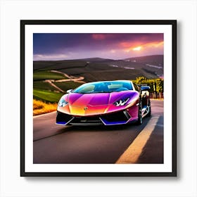 Rainbow Lamborghini 5 Art Print