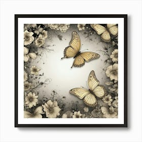 Butterflies And Flowers 18 Art Print