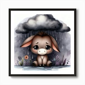 Donkey In The Rain 2 Art Print