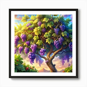 Vines And Grapes Art Print