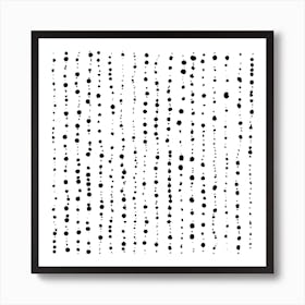 Minimal Dots Lines Black White Square Art Print