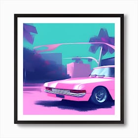 Pink Car 4 Art Print