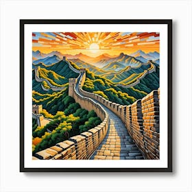 Great Wall Of China Sunrise Art Print