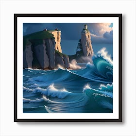 Lighthouse In The Sea Art Print