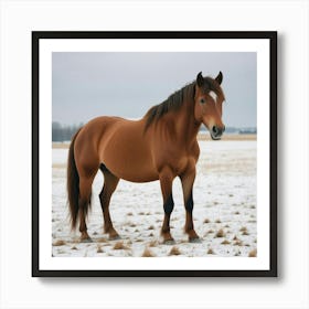 Horse Standing In The Snow 4 Art Print