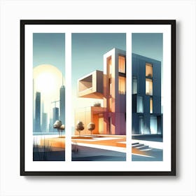 Three Cityscapes Art Print