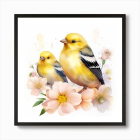 Yellow Finches American Goldfinch Mother's Day Art Print