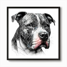 Pitbull Head - Abstract Line Art Illustration 232 Art Print