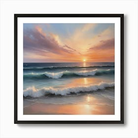 Sunset At The Beach Paintings Art Print 3 Art Print