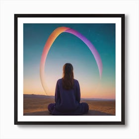 Woman Sitting In The Desert Art Print