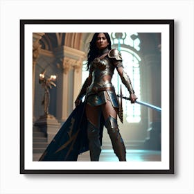 Female Warrior In Armor Art Print