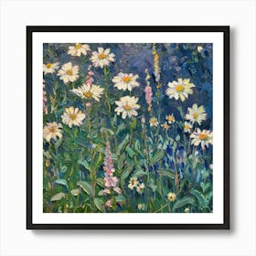 Daisies In The Meadow 2 Art Print