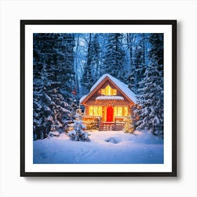 Firefly Magical Christmas House At The Snowy Forest Edge 39273 1 Art Print