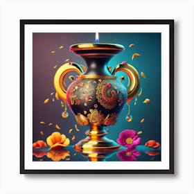 A vase of pure gold studded with precious stones 15 Art Print