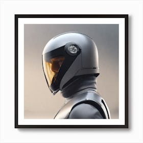 Create A Cinematic Apple Commercial Showcasing The Futuristic And Technologically Advanced World Of The Man In The Hightech Helmet, Highlighting The Cuttingedge Innovations And Sleek Design Of The Helmet And (4) Art Print