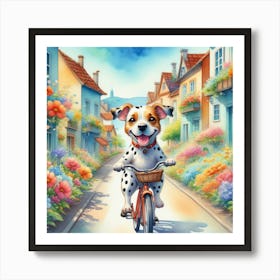 Dalmatian On A Bicycle art Art Print