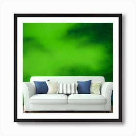 Green Grass A Blue Sky And A Background Of Calm Colors Suitable As A Wall Painting With Beautifu Art Print