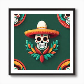 Day Of The Dead Skulls 3 Art Print