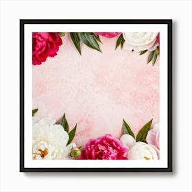 Pink Peonies On Pink Background Art Print