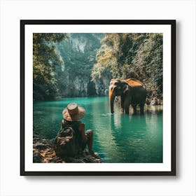 Elephants In The Jungle Peaceful Art Print