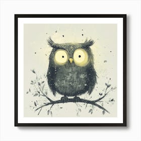 Owl On A Branch 4 Art Print