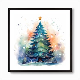 Watercolour Whispers: Retro Fir Fantasy Art Print