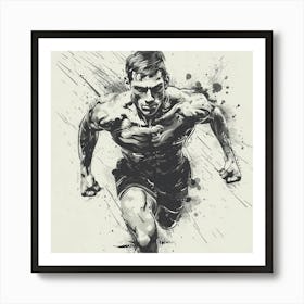 Runner In Black And White Art Print