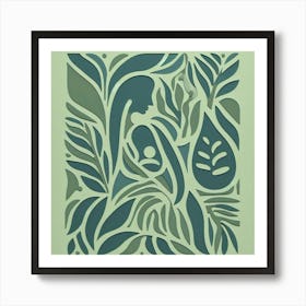 abstract green leafs Art Print